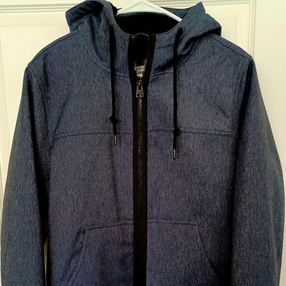 Levi's Soft Shell Varsity Sherpa-Lined Hoodie Bomber Jacket, Small, Blue